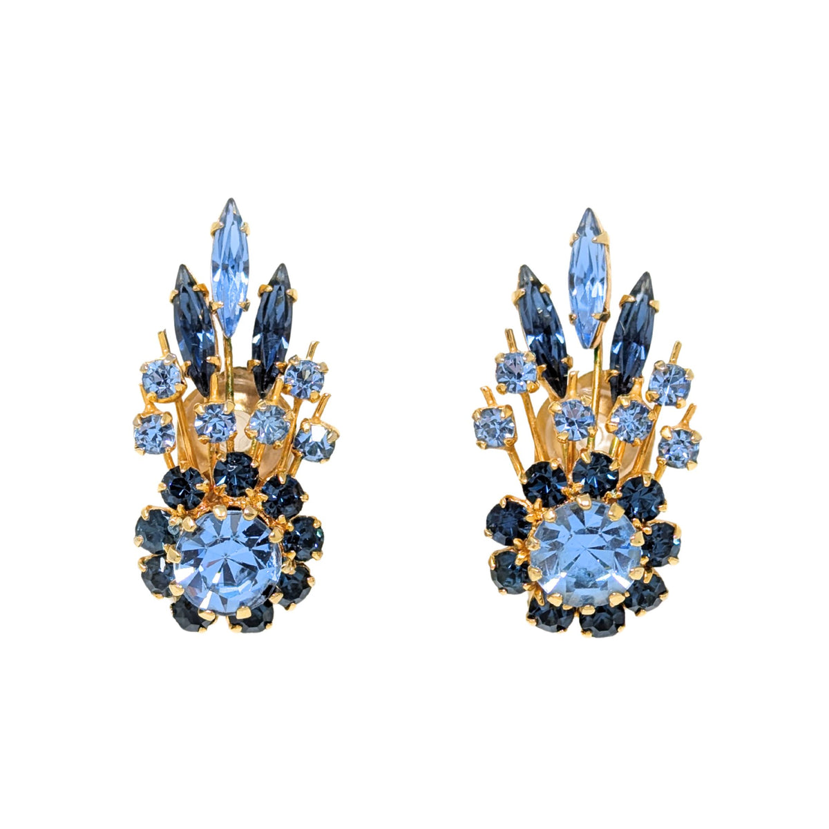 Austrian Vintage Blue Crystal Brooch & Earrings Set
