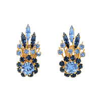 Austrian Vintage Blue Crystal Brooch & Earrings Set