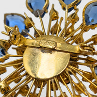 Austrian Vintage Blue Crystal Brooch & Earrings Set