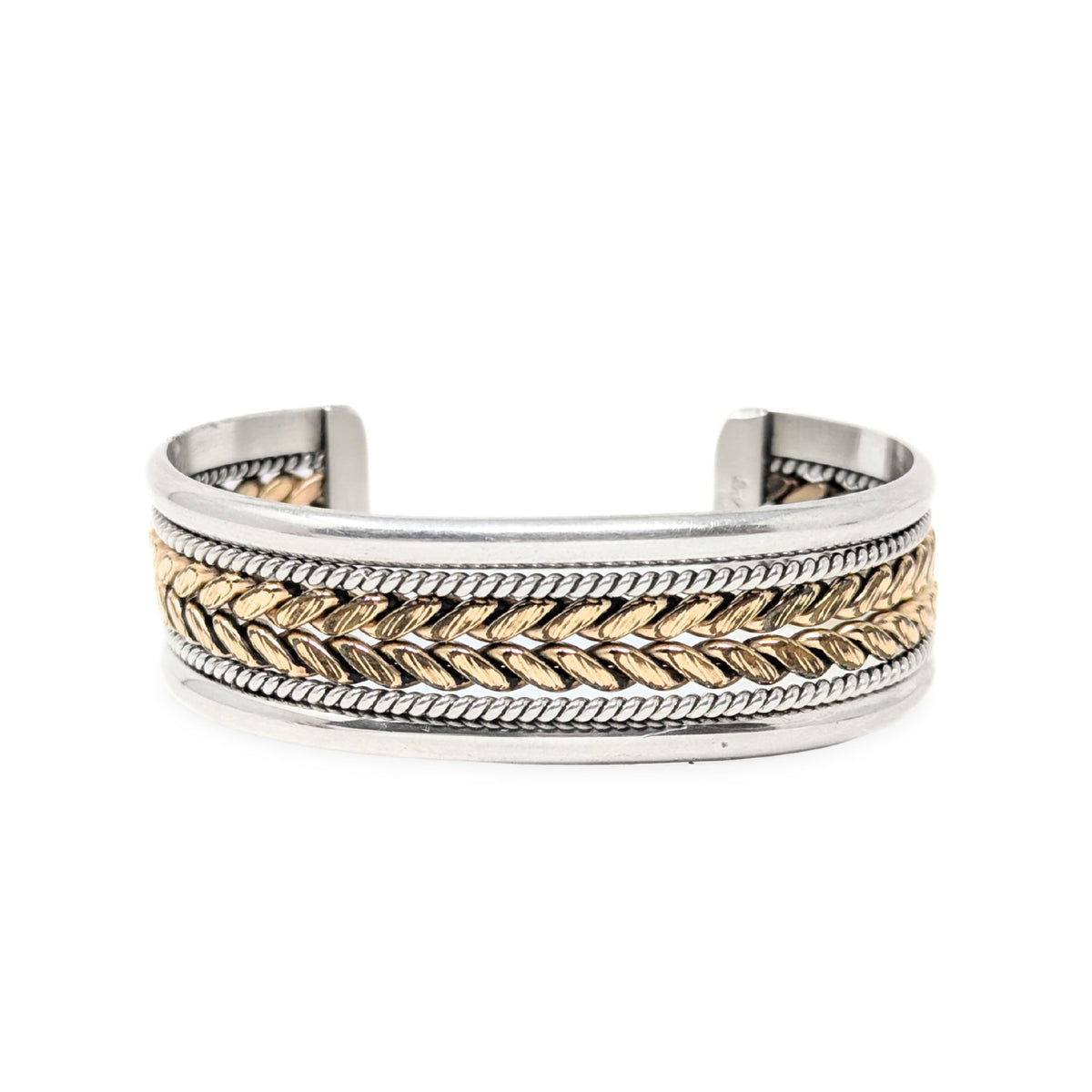 TAHE Navajo Sterling & 12K Gold Filled Cuff Cable Bracelet
