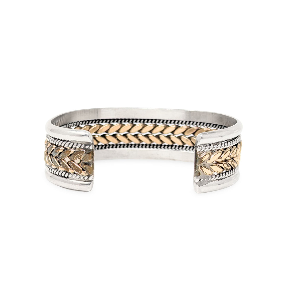 TAHE Navajo Sterling & 12K Gold Filled Cuff Cable Bracelet