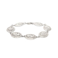 Vintage Sterling Silver Diamond Cut Oval Concha Bracelet