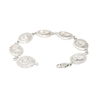 Vintage Sterling Silver Diamond Cut Oval Concha Bracelet