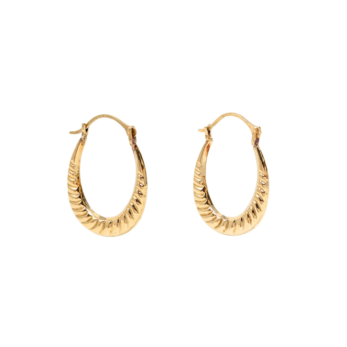 14K Gold 15mm Shrimp Hoop Earrings