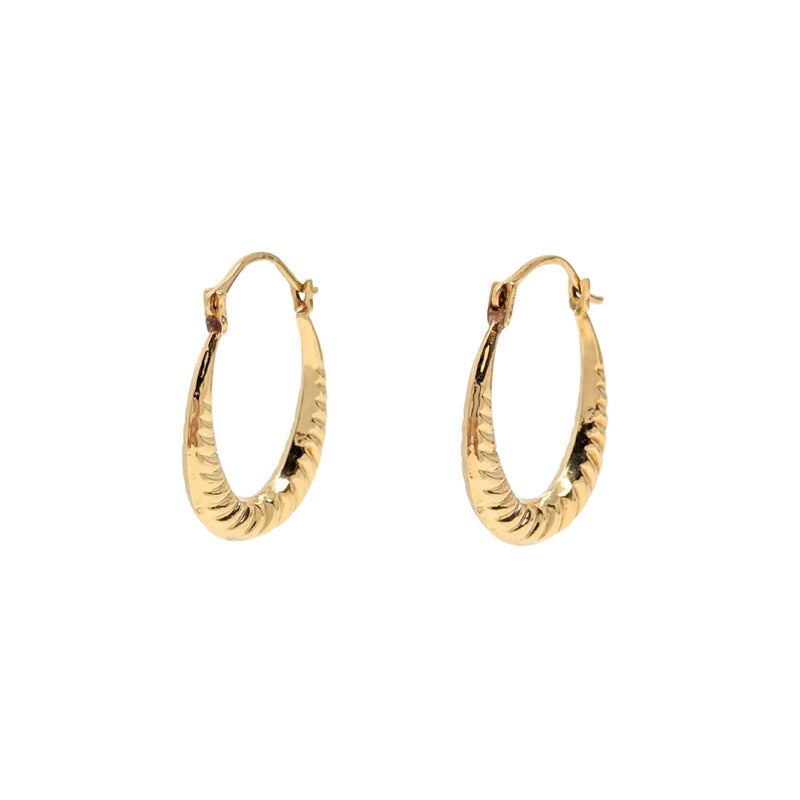 14K Gold 15mm Shrimp Hoop Earrings