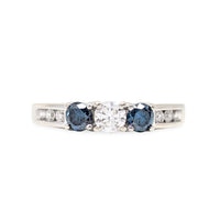 10K Gold .75tcw Blue & White Diamond Engagement Ring - Size 6