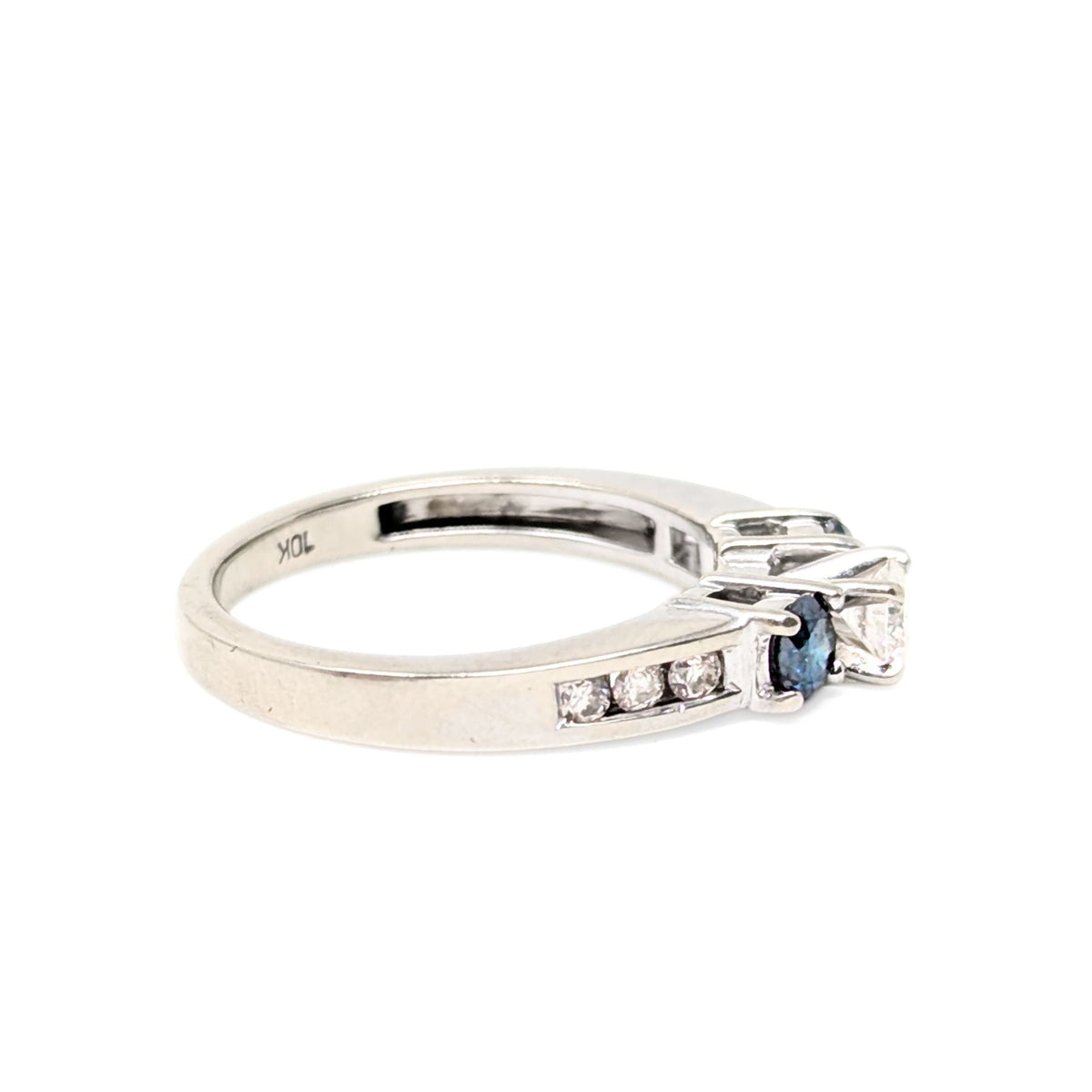 10K Gold .75tcw Blue & White Diamond Engagement Ring - Size 6