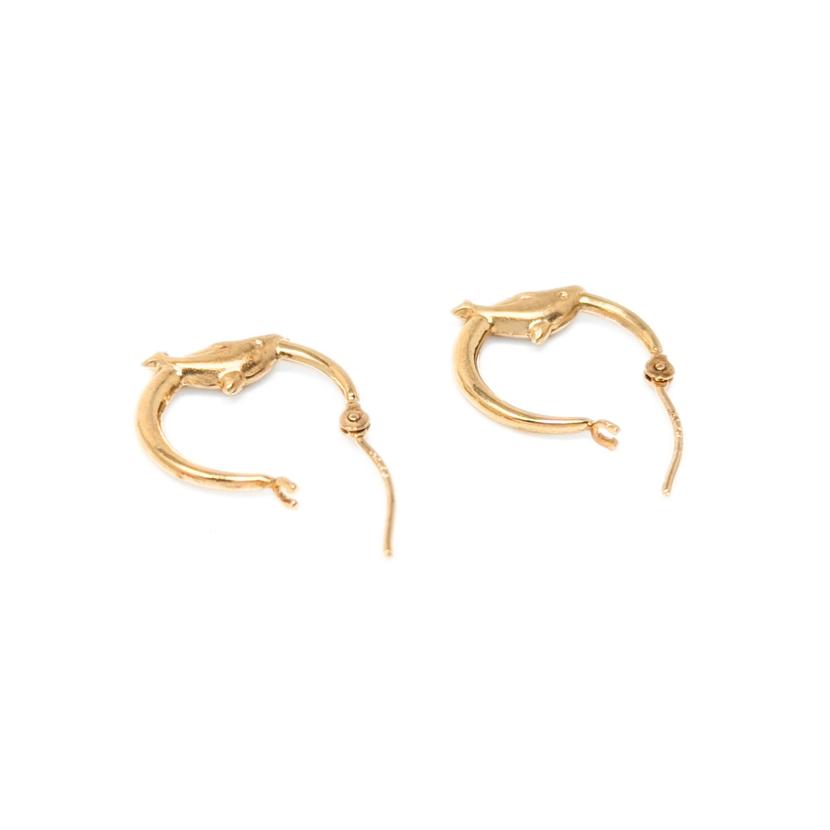 14K Gold 14mm Dolphin Hoop Earrings