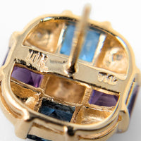 Samuel Aaron 10K/14K Gold Amethyst, Topaz, & Diamond Button Earrings