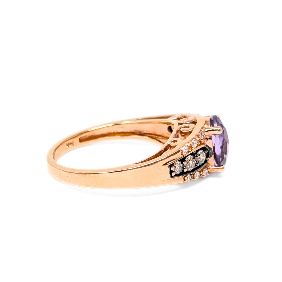 Le Vian 14K Rose Gold Amethyst & Diamond ring - Size 7
