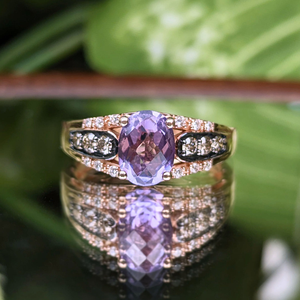 Le Vian 14K Rose Gold Amethyst & Diamond ring - Size 7