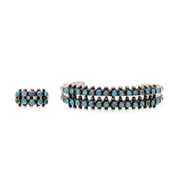 Maisels Vintage Navajo Sterling Turquoise Cuff Bracelet & Ring