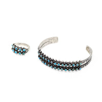 Maisels Vintage Navajo Sterling Turquoise Cuff Bracelet & Ring