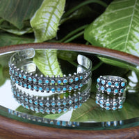 Maisels Vintage Navajo Sterling Turquoise Cuff Bracelet & Ring
