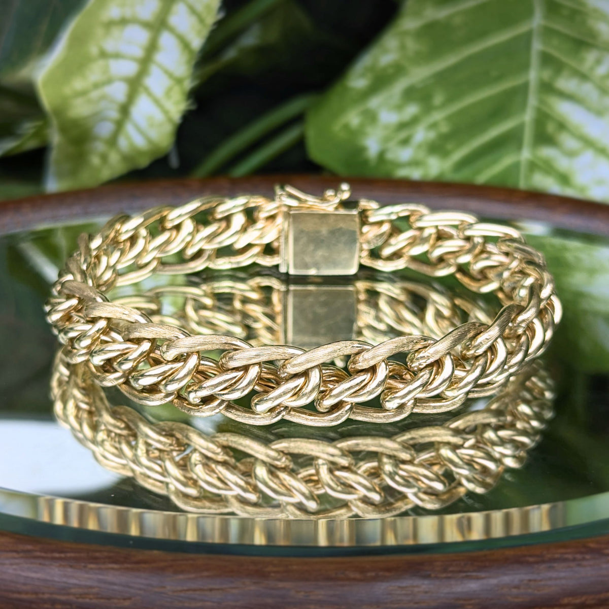 13K Gold Woven 12mm Link 7 3/8” Bracelet