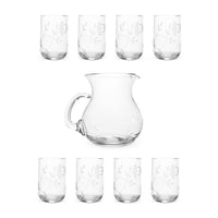 Princess House "Heritage" Pitcher & Flat Juice Glass Set (9pcs)