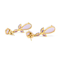 14K Gold Quartz & Amethyst Chandelier Earrings