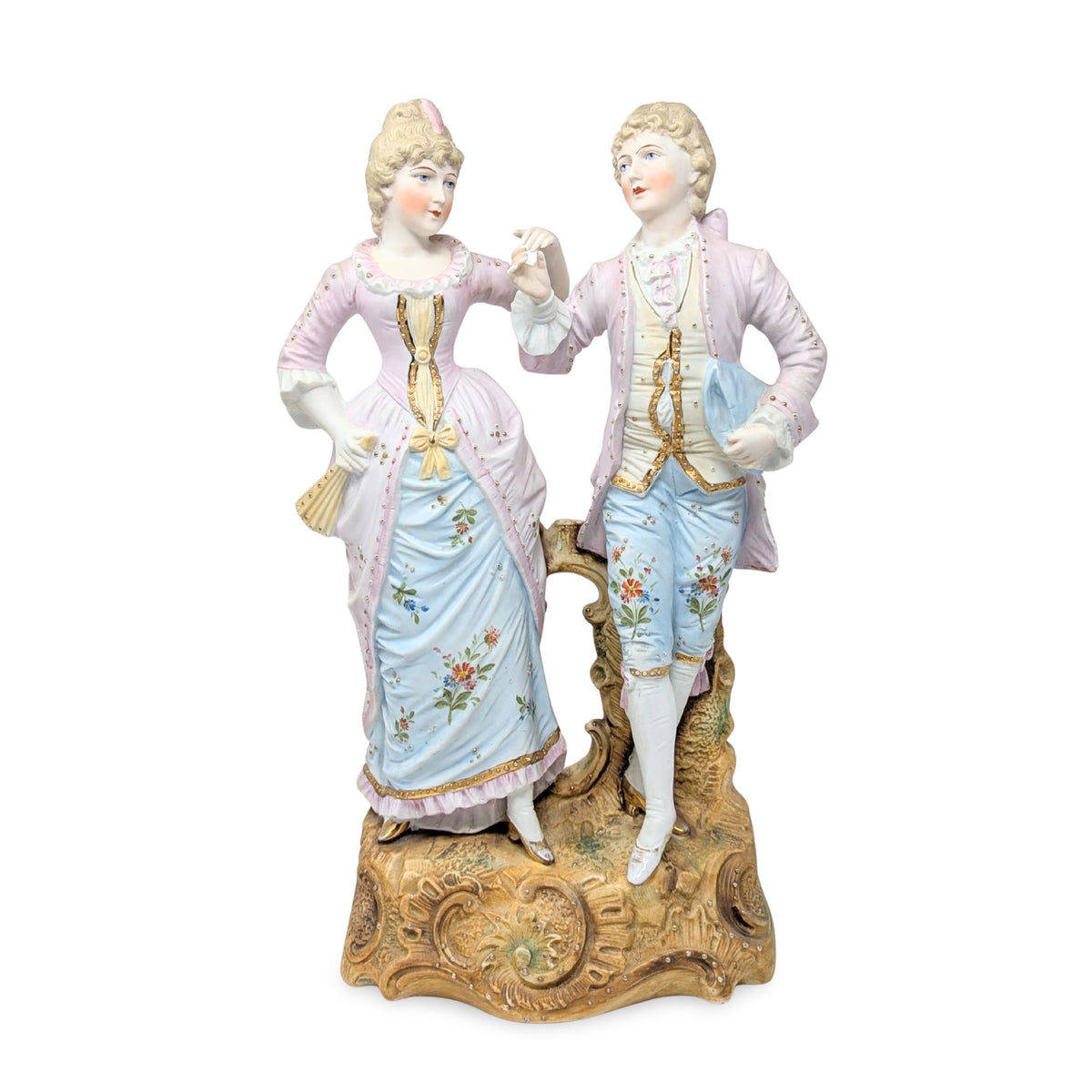 Hal-Sey Fifth Japan 15" Bisque Porcelain Courting Couple Figurine