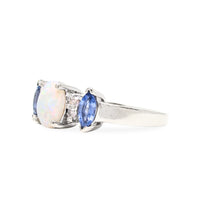 EFFY 14K Gold Opal, Blue Topaz, & Diamond Ring - Size 5.5