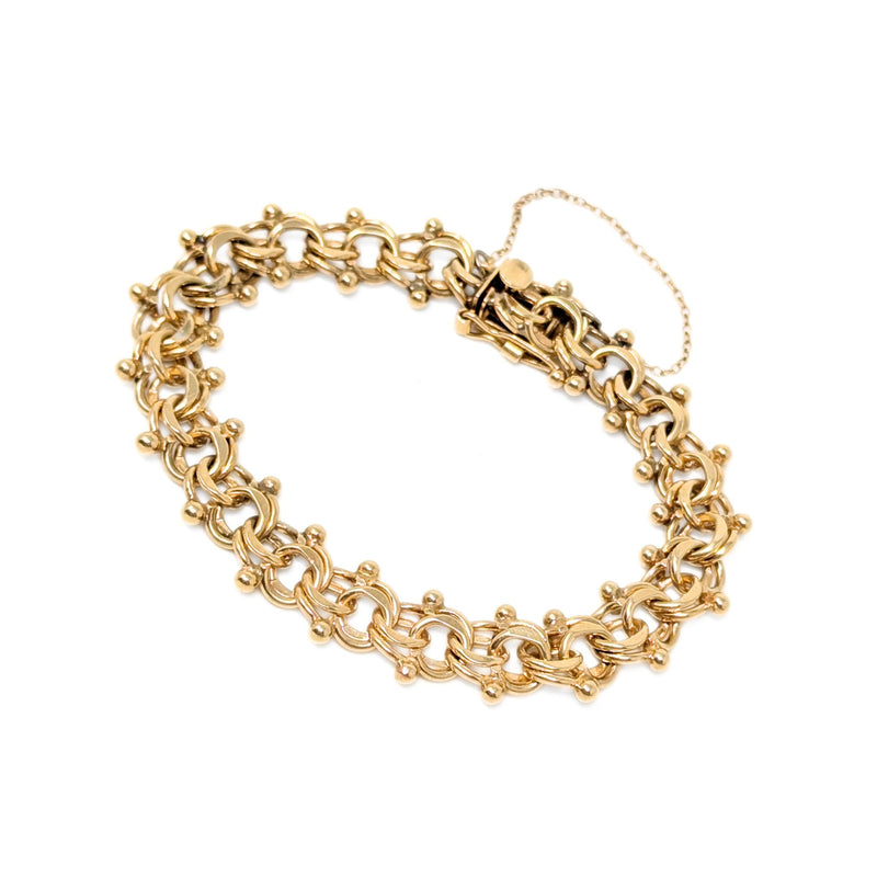 Vintage Yellow Gold Centipede Link 6 3/4" Bracelet