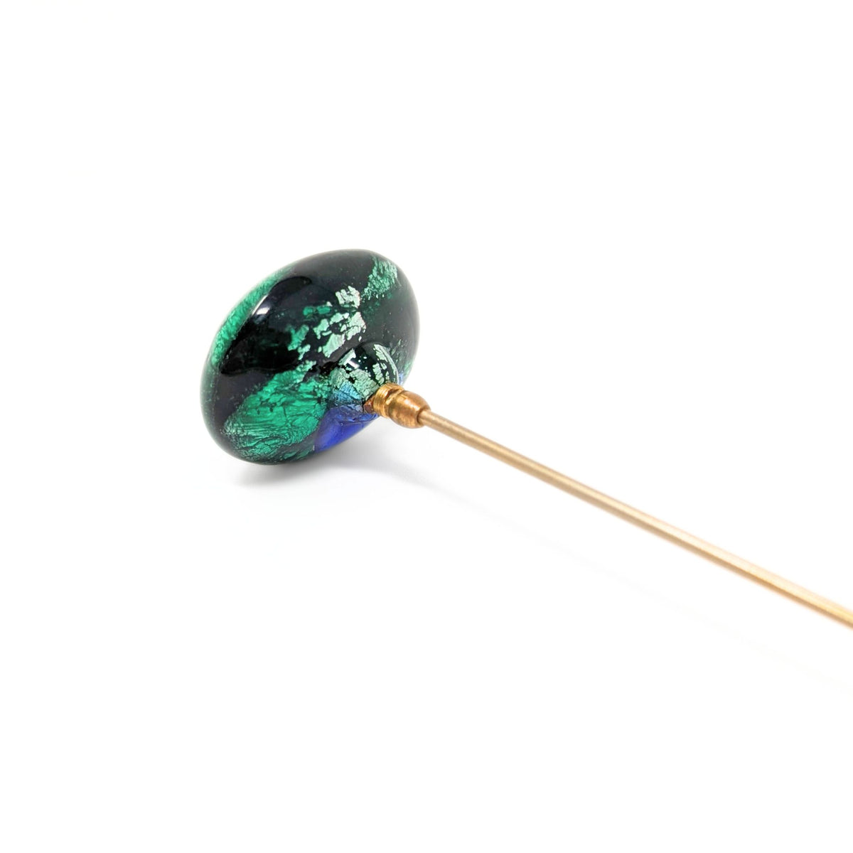 Antique Glass "Peacock Eye" Hat Pin
