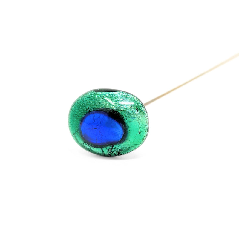 Antique Glass "Peacock Eye" Hat Pin