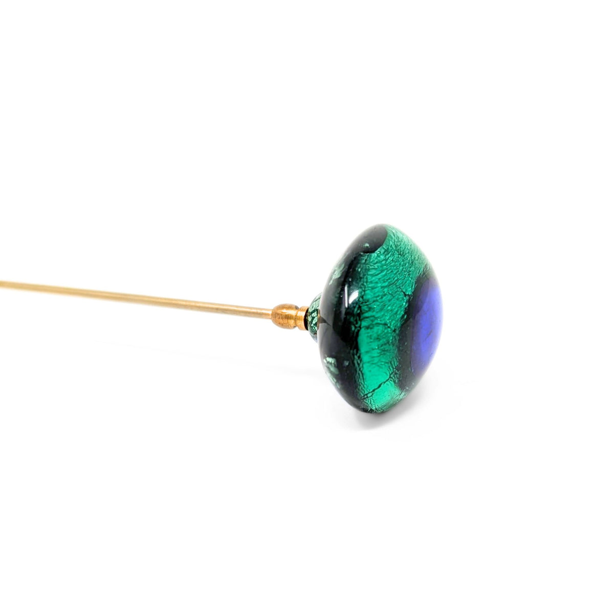 Antique Glass "Peacock Eye" Hat Pin