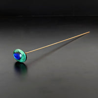 Antique Glass "Peacock Eye" Hat Pin