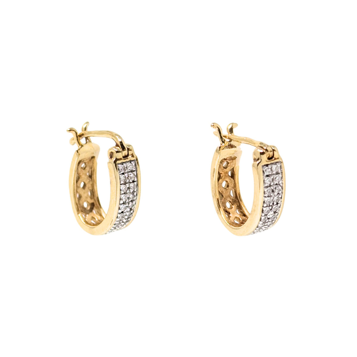 14K Gold 36 Diamond Mini Hoop Earrings