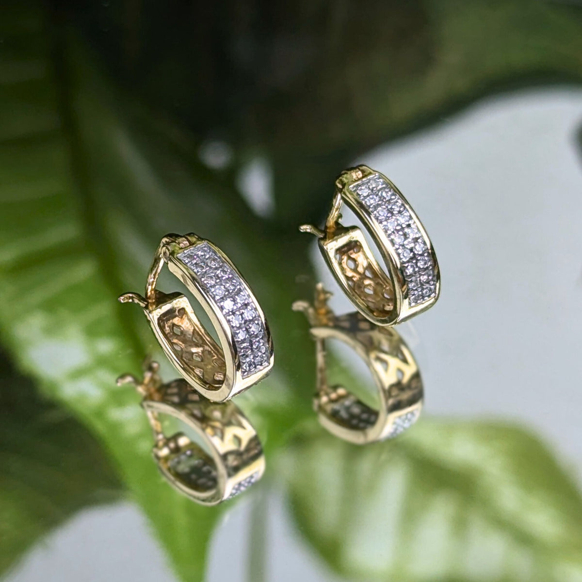 14K Gold 36 Diamond Mini Hoop Earrings