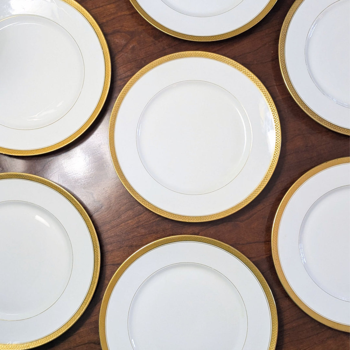 Charles Ahrenfeldt Limoges "AR1136" Gold Banded Dinner Plates (8)