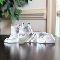 Crystal Lalique Cats Figurine "Happy and Heggie"