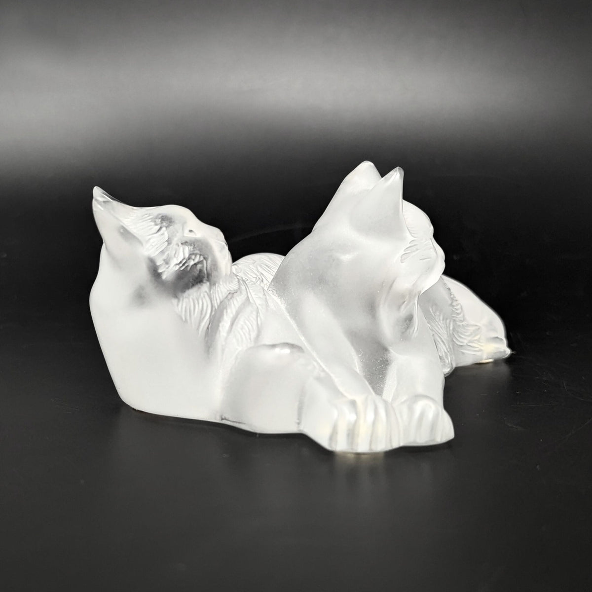Crystal Lalique Cats Figurine "Happy and Heggie"