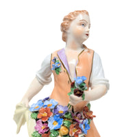 Carl Thieme Dresden "Man & Woman Selling Flowers" Porcelain Figurines (Pair)