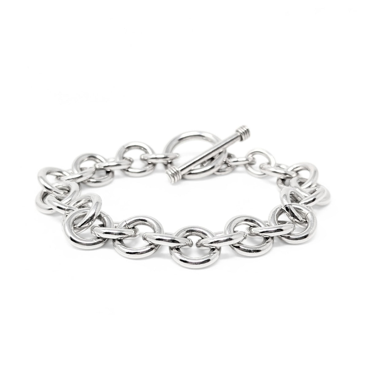 Vintage Sterling Silver Rolo T-Bar Toggle Bracelet