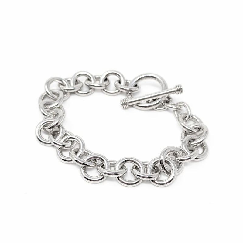 Vintage Sterling Silver Rolo T-Bar Toggle Bracelet