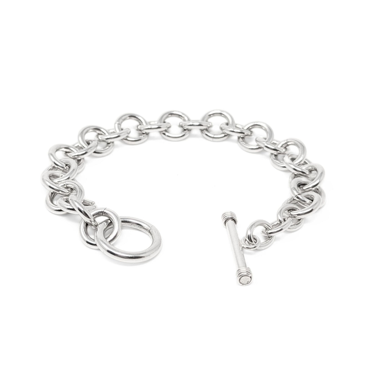 Vintage Sterling Silver Rolo T-Bar Toggle Bracelet