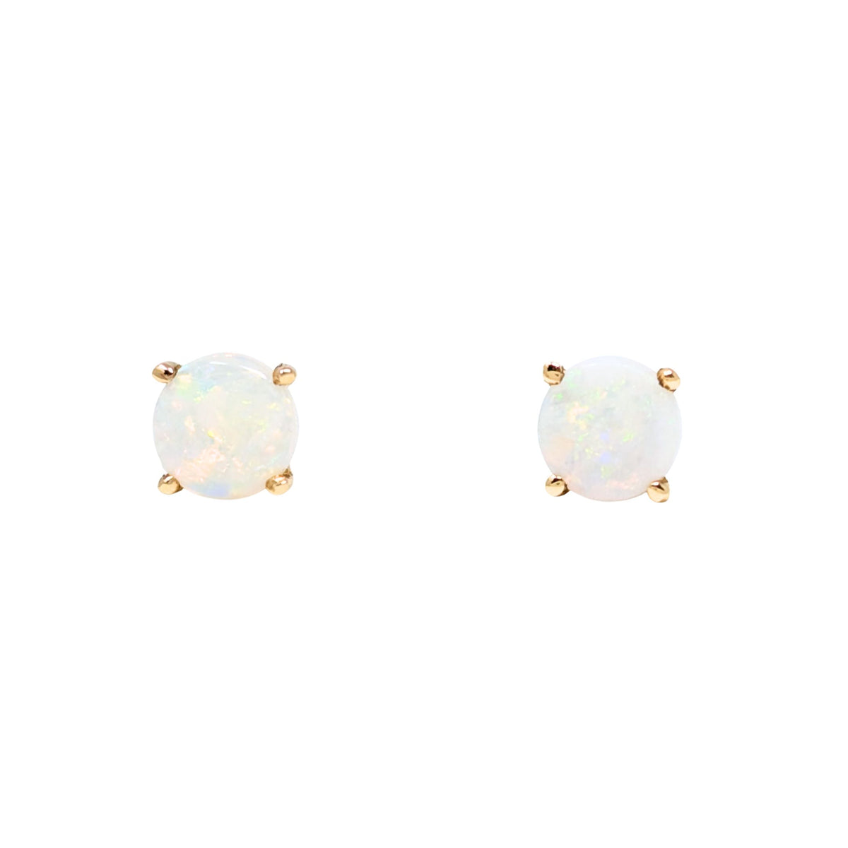 14K Gold Fire Opal Stud Earrings