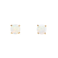 14K Gold Fire Opal Stud Earrings
