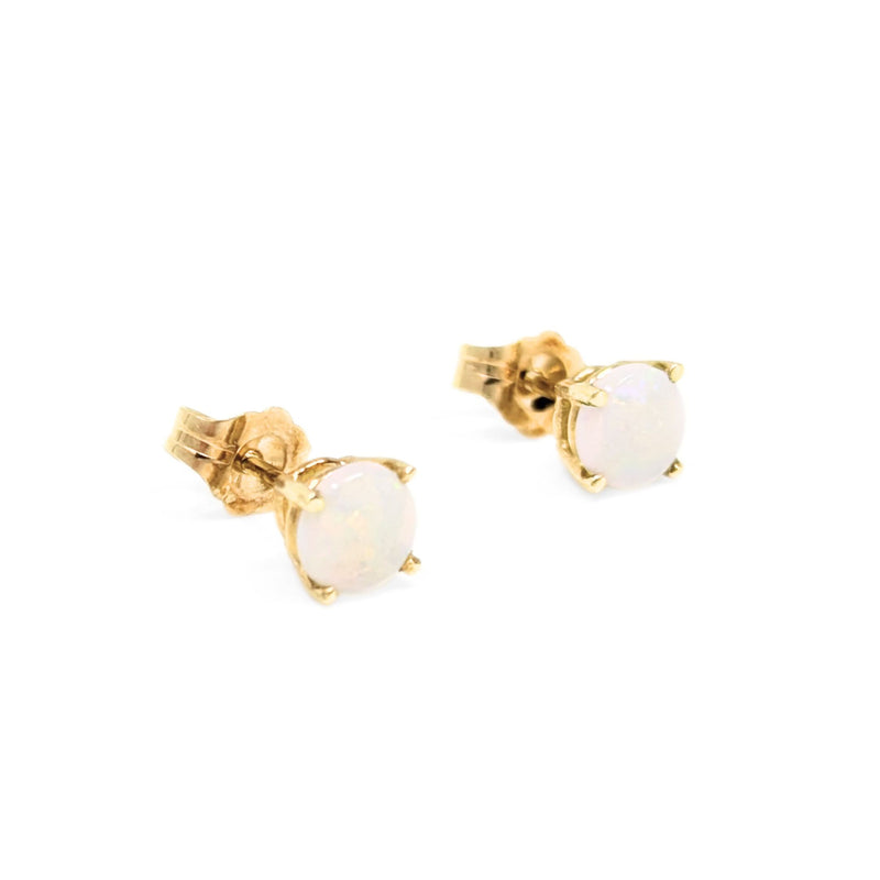 14K Gold Fire Opal Stud Earrings