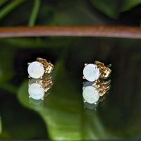 14K Gold Fire Opal Stud Earrings