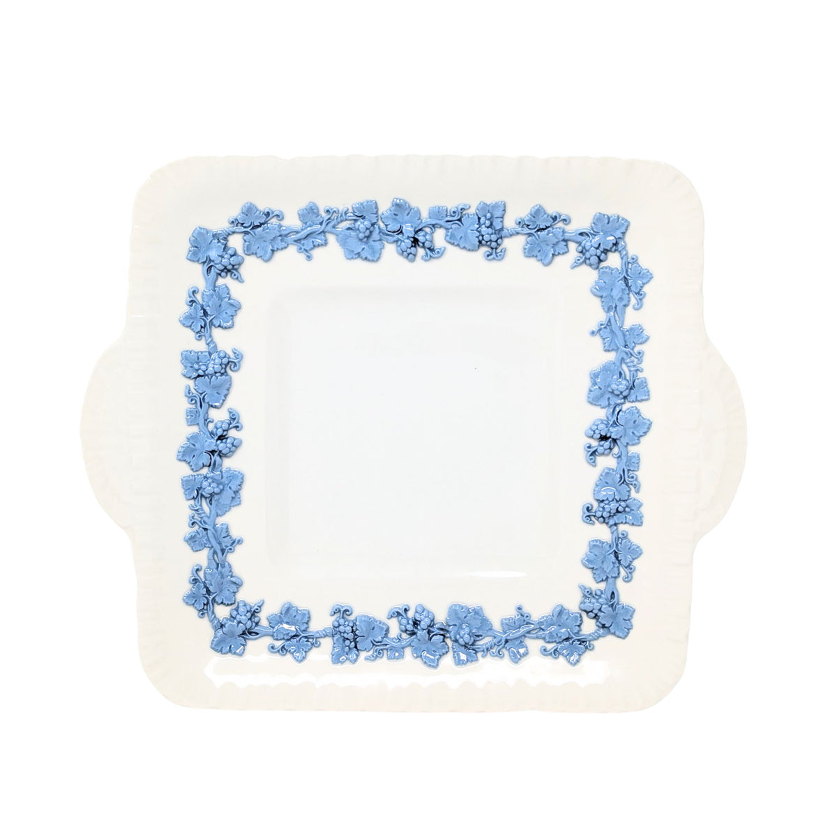 Wedgwood "Lavender on Cream" Shell Edge Square Handled Cake Plate