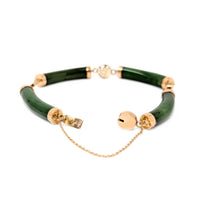 Vintage 14K Gold Jade Segment Good Fortune Prosperity Bracelet