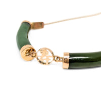 Vintage 14K Gold Jade Segment Good Fortune Prosperity Bracelet