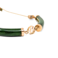 Vintage 14K Gold Jade Segment Good Fortune Prosperity Bracelet