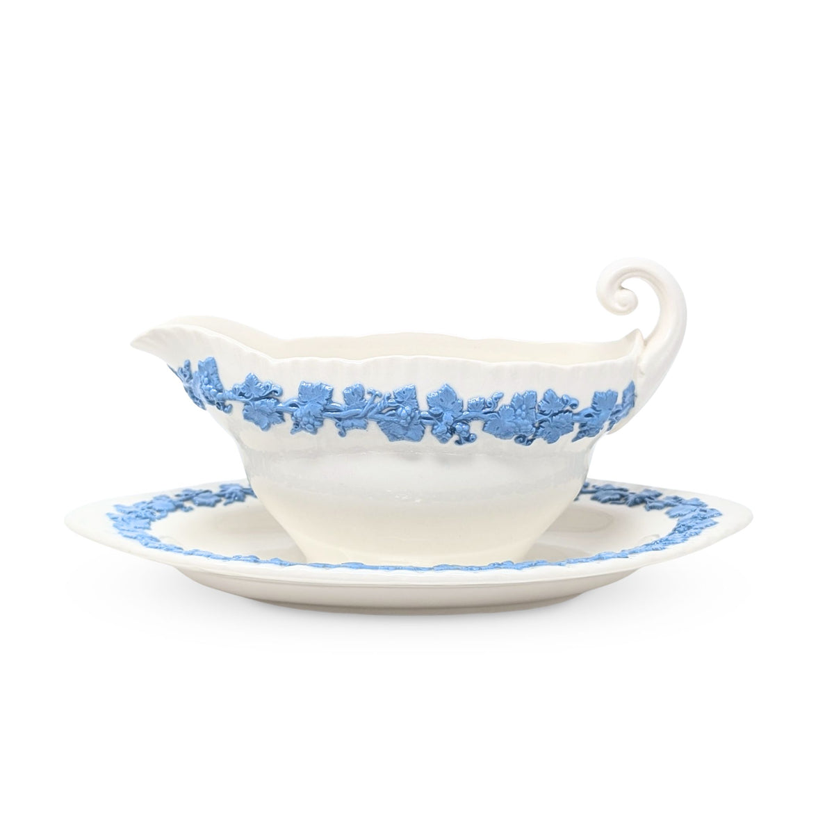 Wedgwood "Lavender on Cream" Shell Edge Gravy Boat & Underplate