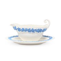 Wedgwood "Lavender on Cream" Shell Edge Gravy Boat & Underplate