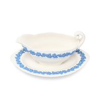 Wedgwood "Lavender on Cream" Shell Edge Gravy Boat & Underplate
