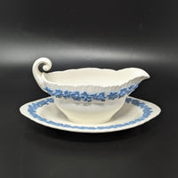 Wedgwood "Lavender on Cream" Shell Edge Gravy Boat & Underplate