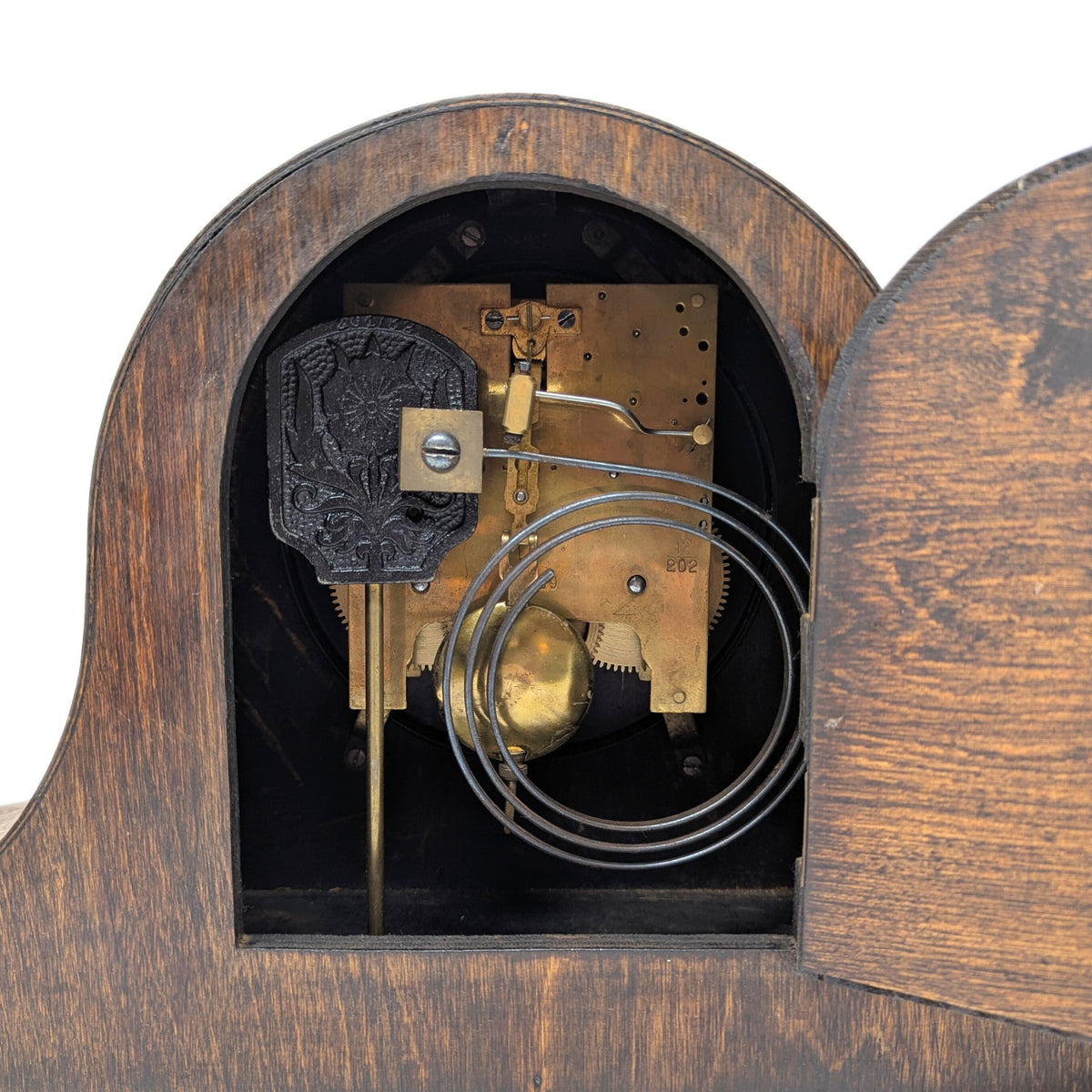 Sessions Restored Antique 8-Day Tiger Oak Art Deco Mantle Clock